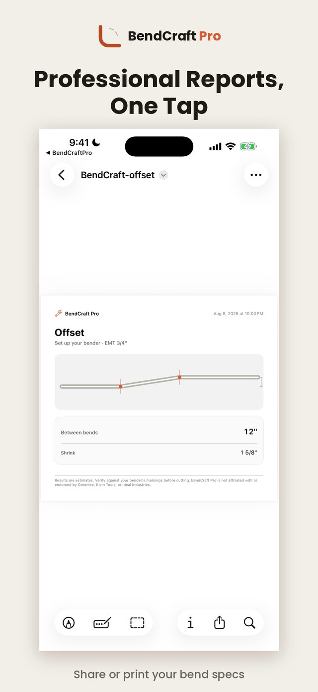 PDF export of a bend report in BendCraft Pro