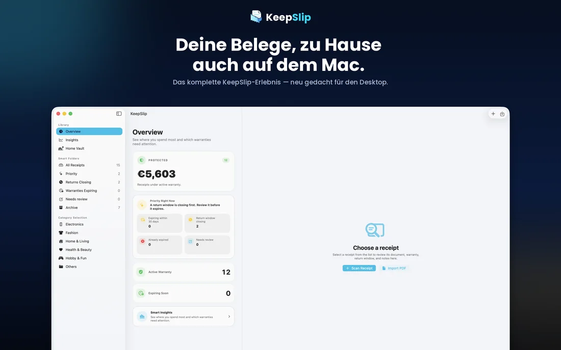KeepSlip on Mac