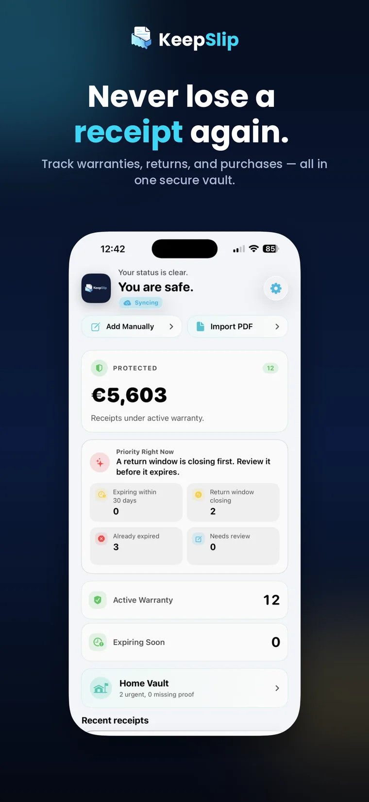KeepSlip app