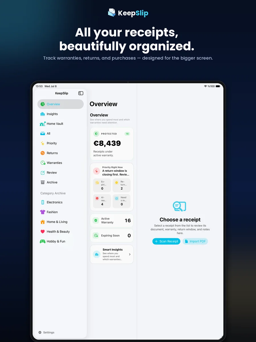 KeepSlip on iPad