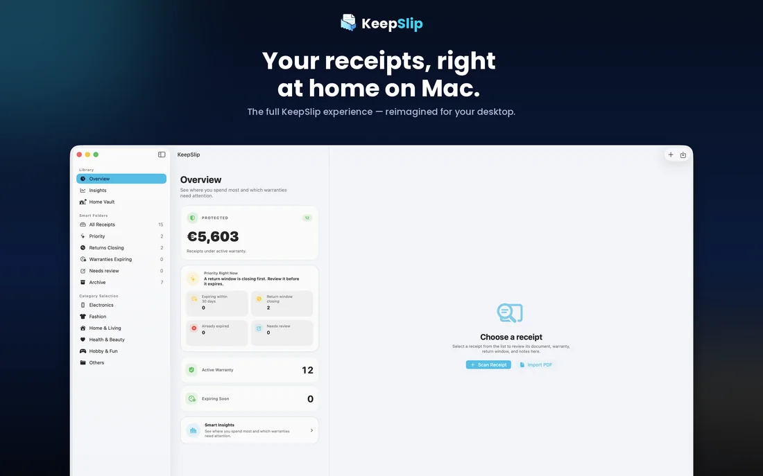 KeepSlip on Mac