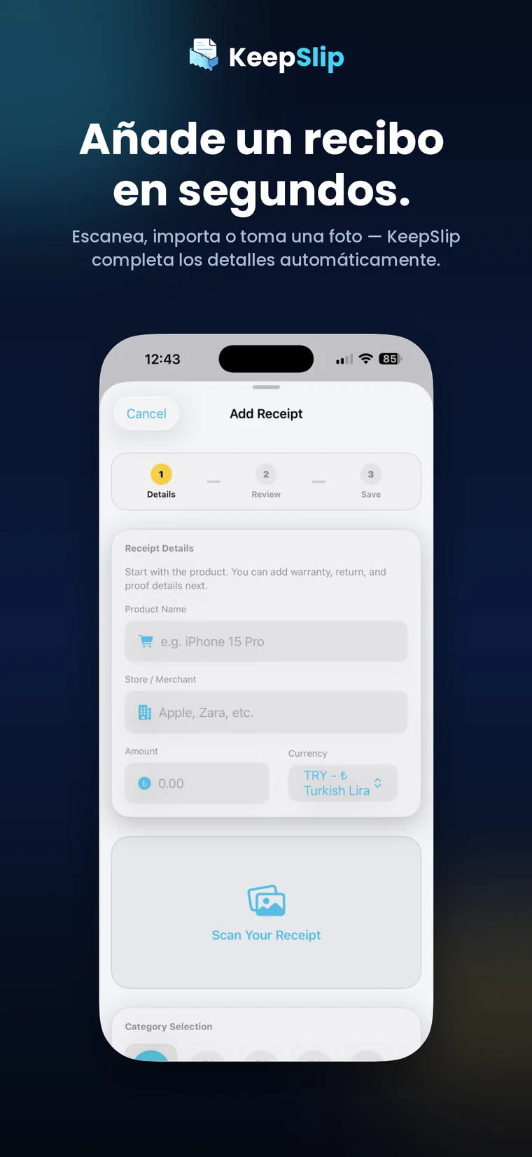Fotografíalo. KeepSlip hace el resto.