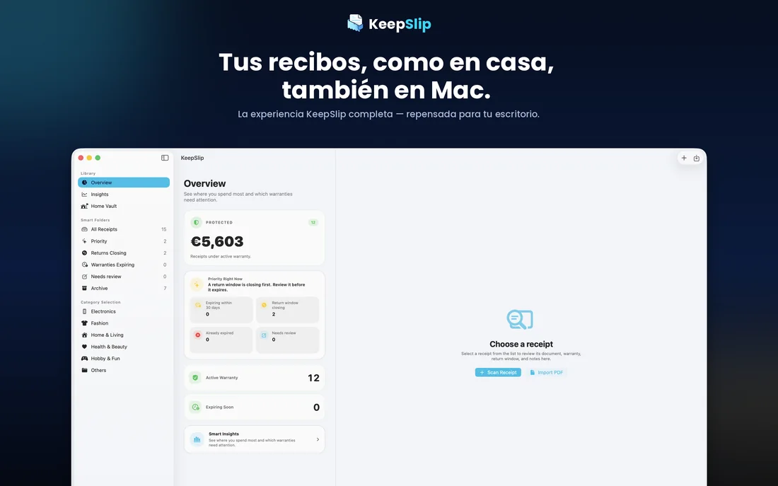 KeepSlip on Mac